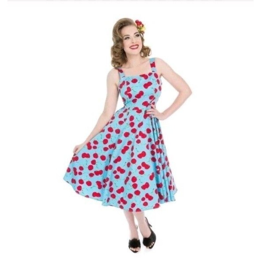 Hearts And Roses London Martina Sundress Sz12 H&R Cherry Print Retro Rockabilly